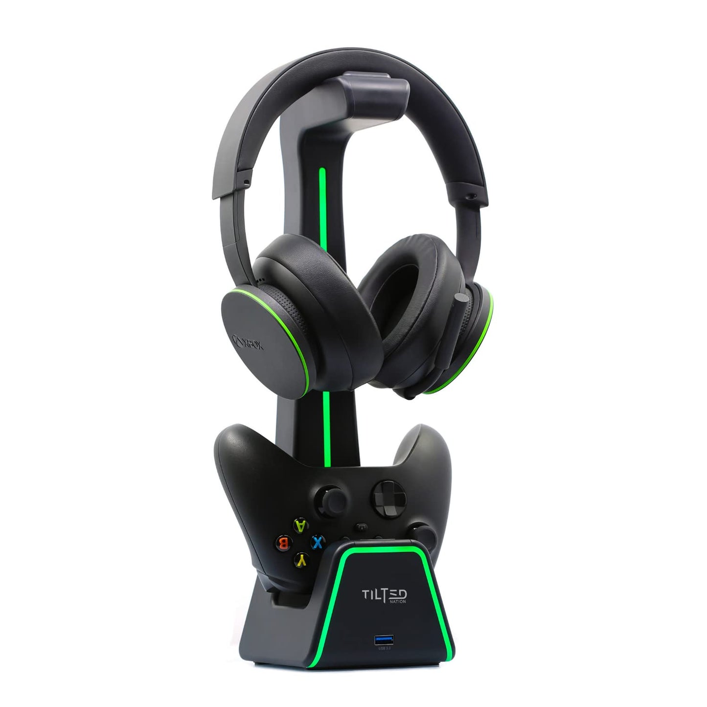 Tilted Nation 3 in 1 Gaming Headset and Controller Stand for PS5 and Xbox Series X Charging Station - Game Controller Holder and Headphone Stand