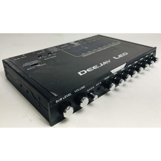 DEEJAY LED TBHEQS756 DJ Pro Audio Single Din Size Seven Band Slim Car Equalizer with Sub Level Fader and Front Panel Aux-in