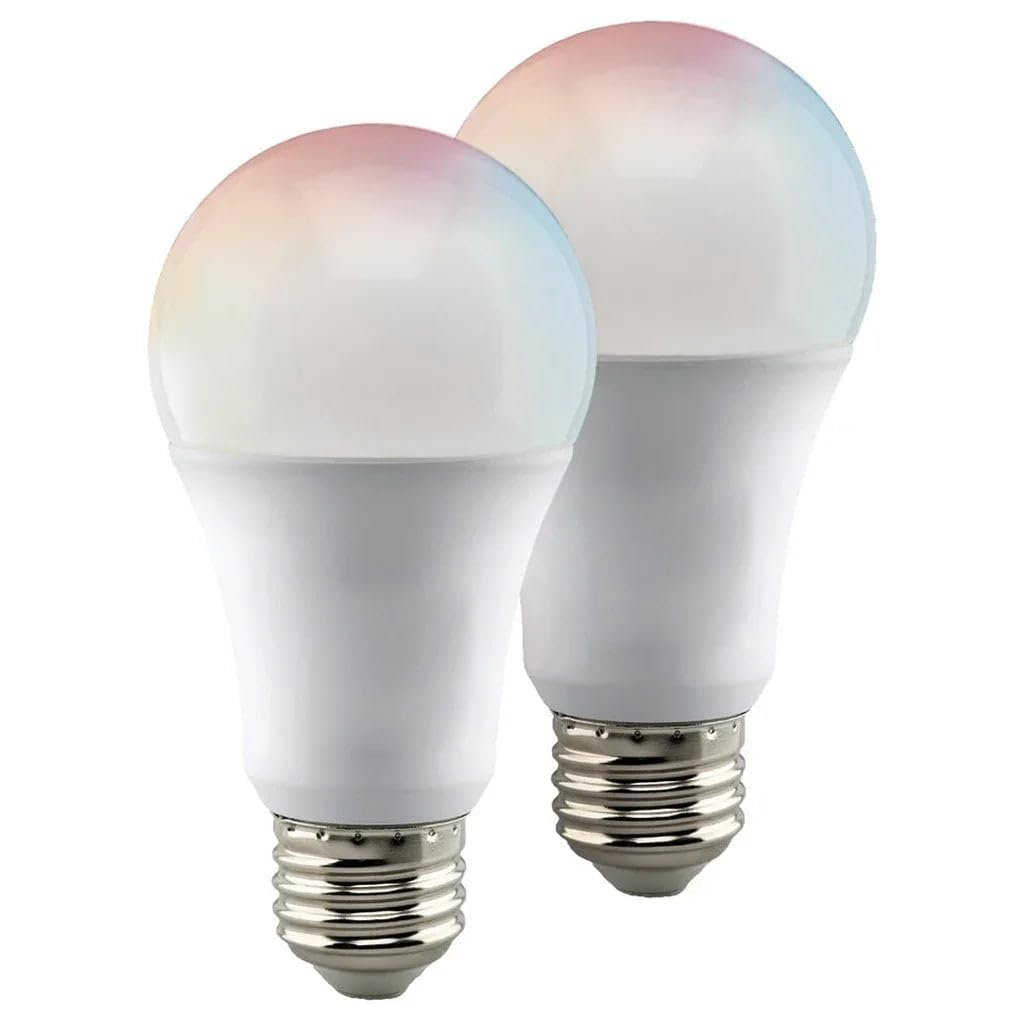 Satco S11275 Starfish A19 WiFi Smart LED Color-Changing Light Bulb, Works with Siri, Alexa, Google Assistant, SmartThings, 2700K-5000K, 2-Pack