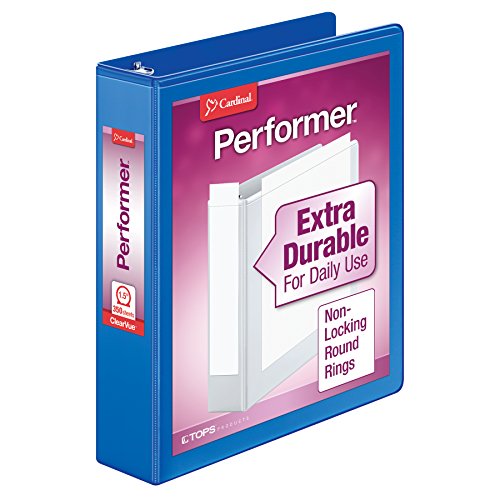 Cardinal Performer ClearVue Non-Locking Round Ring Binder, 1.5-Inch, Blue (67326)