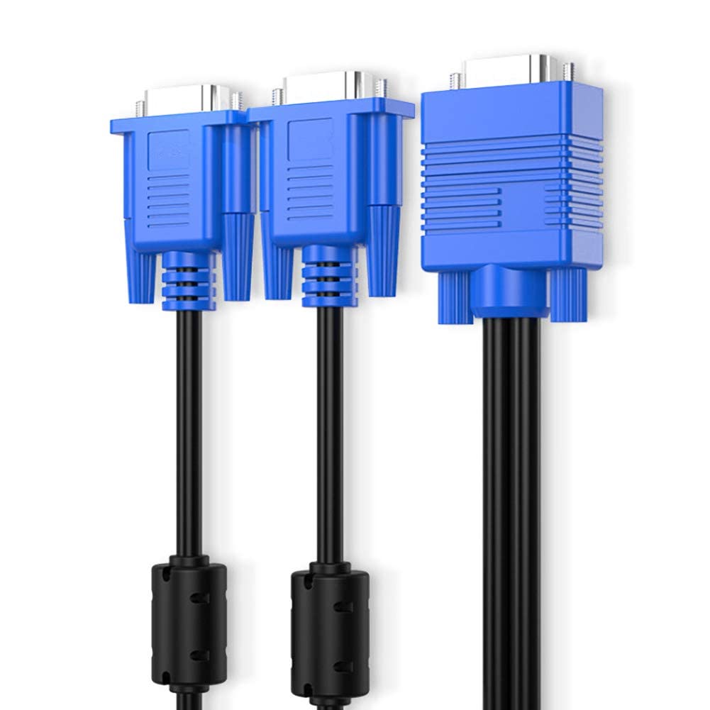 IT OSAYDE 9.8ft VGA SVGA HD Cable Male-to-Male Video Cable One-to-Two Split Screen Supports 1080P Full HD, Suitable for Projectors, HDTVs, Monitors