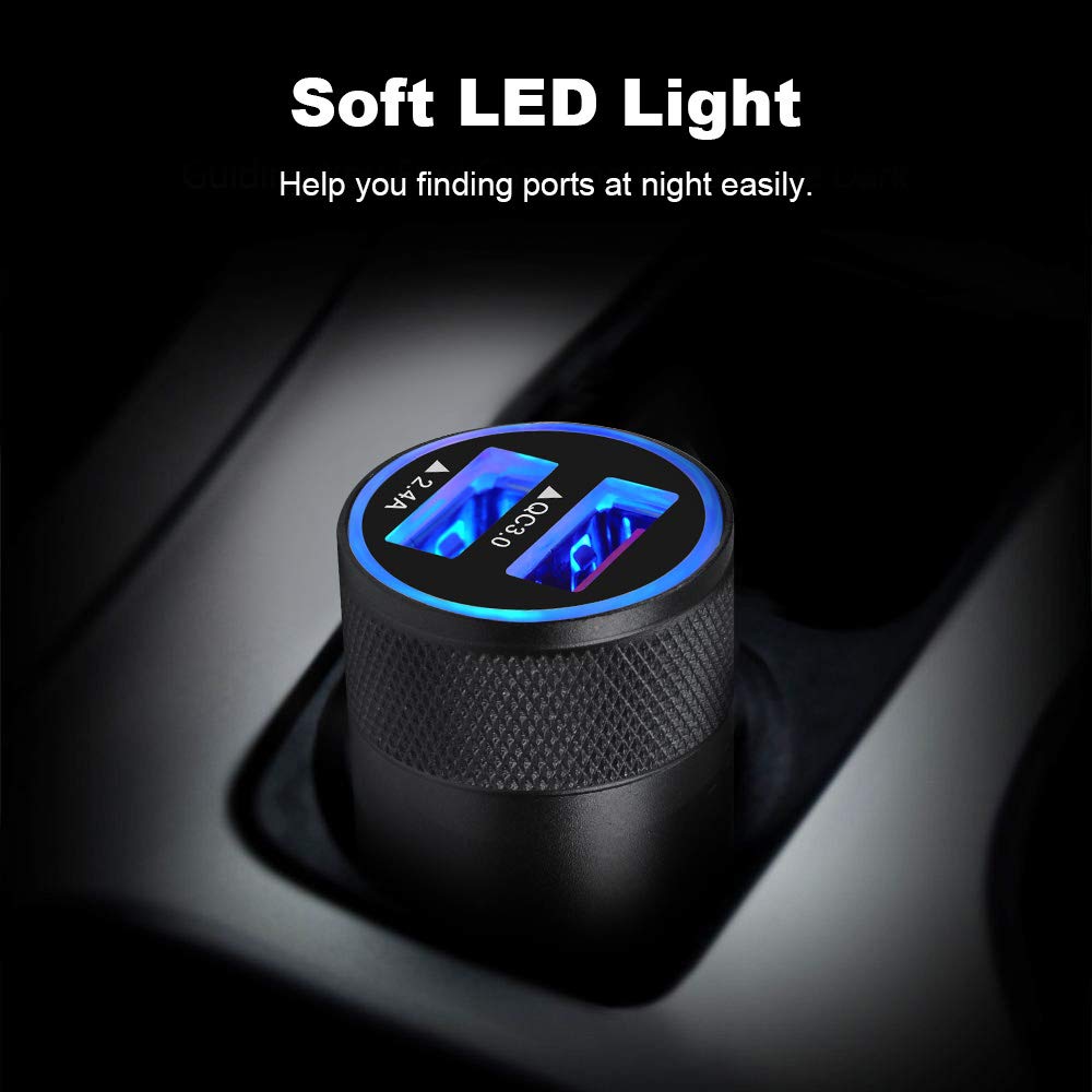 Fast Car Charger, Quick Charging 5.4A/30W Phone USB Adapter Rapid Plug 2 Port Cigarette Lighter Auto Charger Flush Compatible Samsung, Tablet, iPhone
