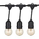 VOLT Indoor/Outdoor 120V 50FT E26 LED Bistro String Lights (Black) Hanging Globe Lights for Trees, Porch, Deck, Lanai, Patio, Garden, Yard, Balcony or