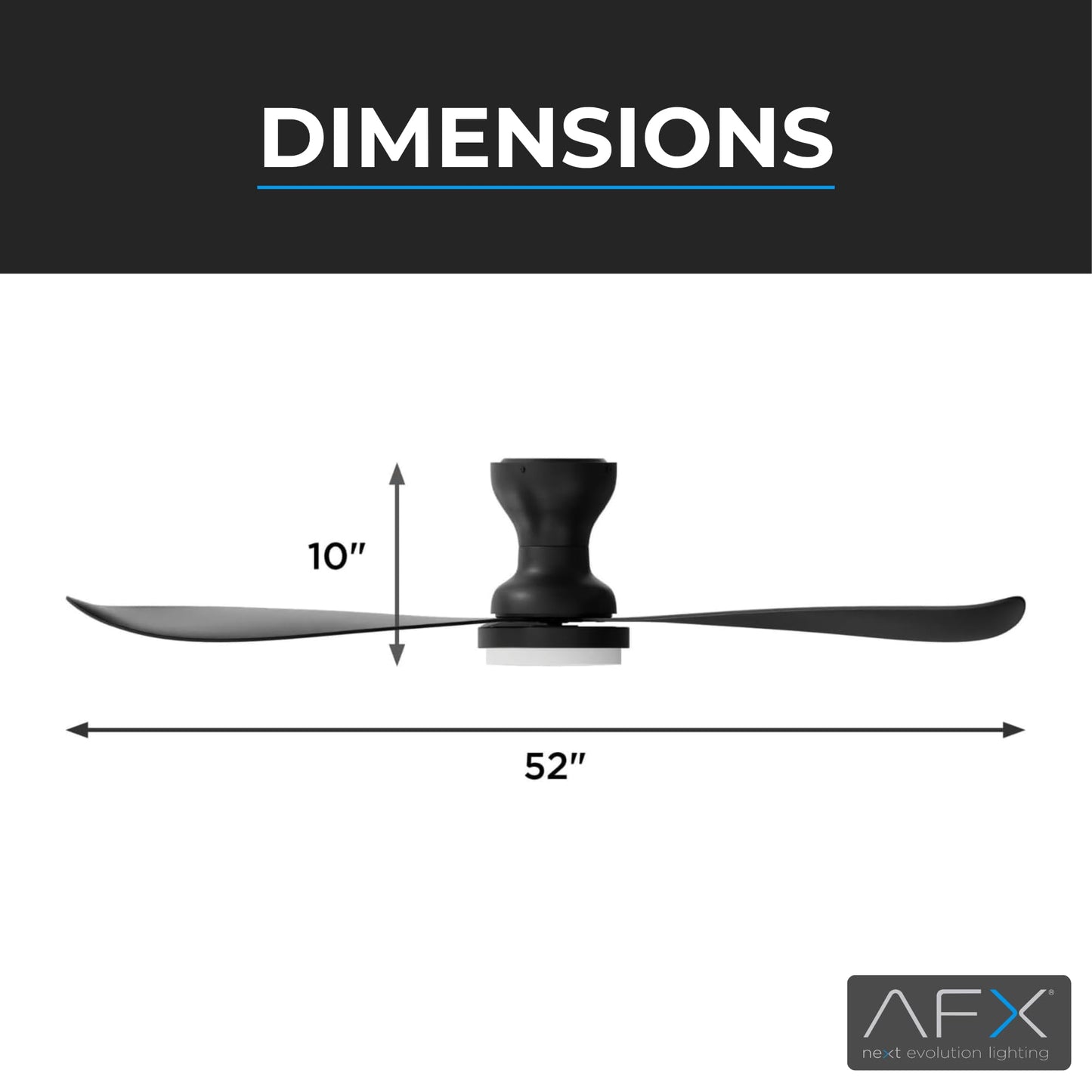 AFX BNKN523W Banks 52 Inch Ceiling Fan | 3 Blade Modern Indoor Outdoor Fan with Integrated LED Downlight and Wireless Remote | Reversible DC Motor |