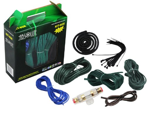 Absolute KIT-8GR 1200 Watts 8 Gauge Complete Amplifier Installation Kit (Green Color)