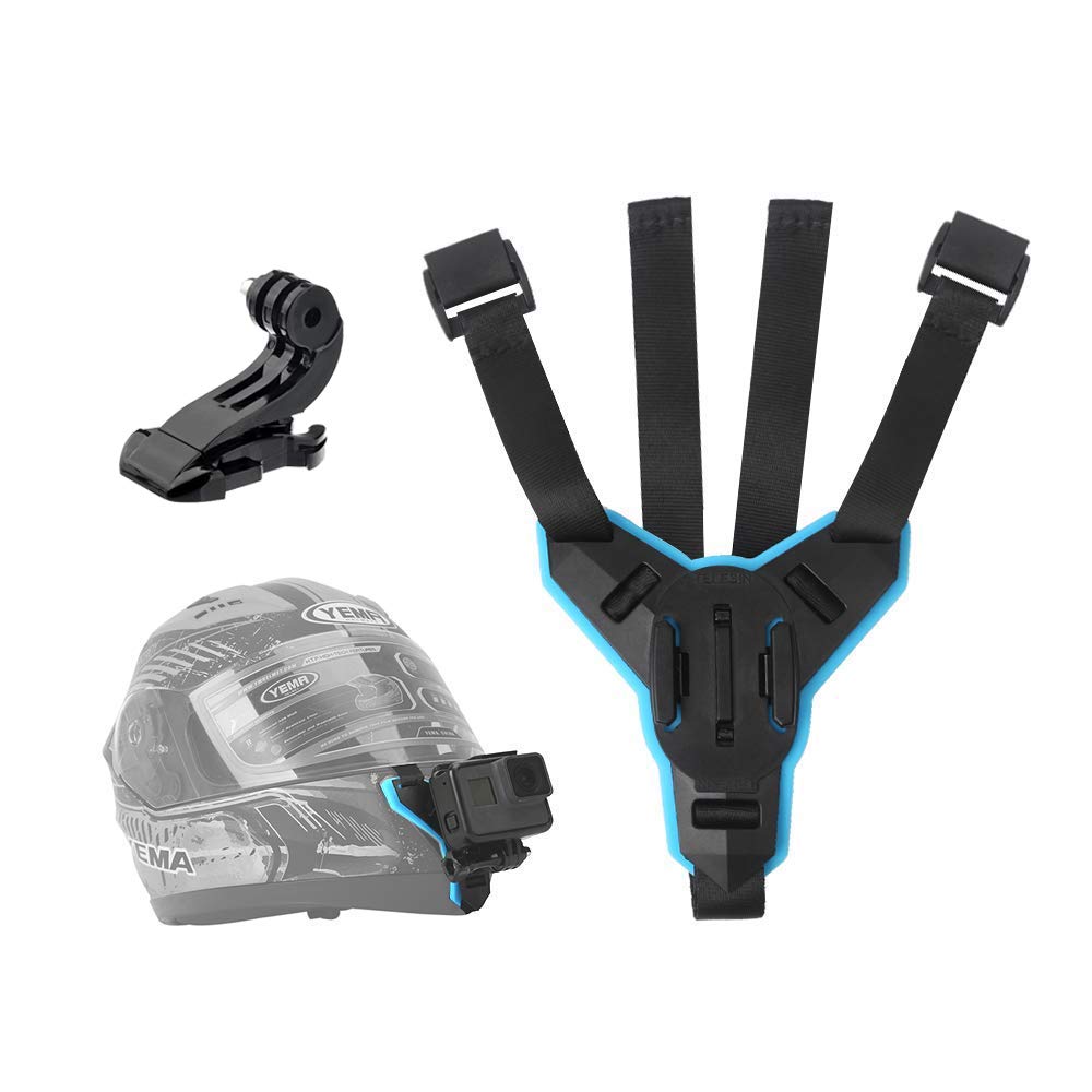 TELESIN Helmet Mount Chin Strap Clamp Attachment Motocycle Dirt Bike Holder Clip Accessories for GoPro Max Hero 12 11 10 9 8 7 6 5 Insta360 X3 GO3 Ace