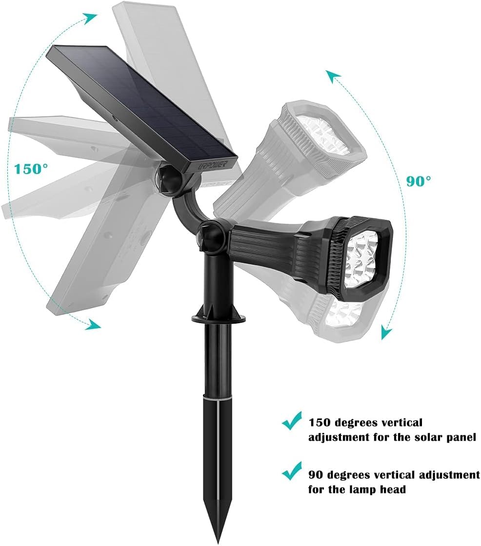 URPOWER Solar Lights Outdoor 2-in-1 Waterproof Solar Spotlight Auto On/Off Wall Lights Pathway Lights Landscape Lighting for Yard Garden Pool - Cool