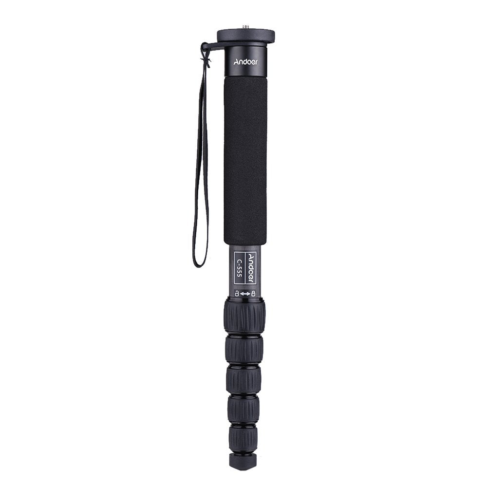 Andoer C-555 155cm/5.1ft Carbon Fiber Camera Monopod Unipod Stick 6-Section with Carry Bag Max. Load 10kg/22Lbs for Nikon Canon Sony A7 Pentax