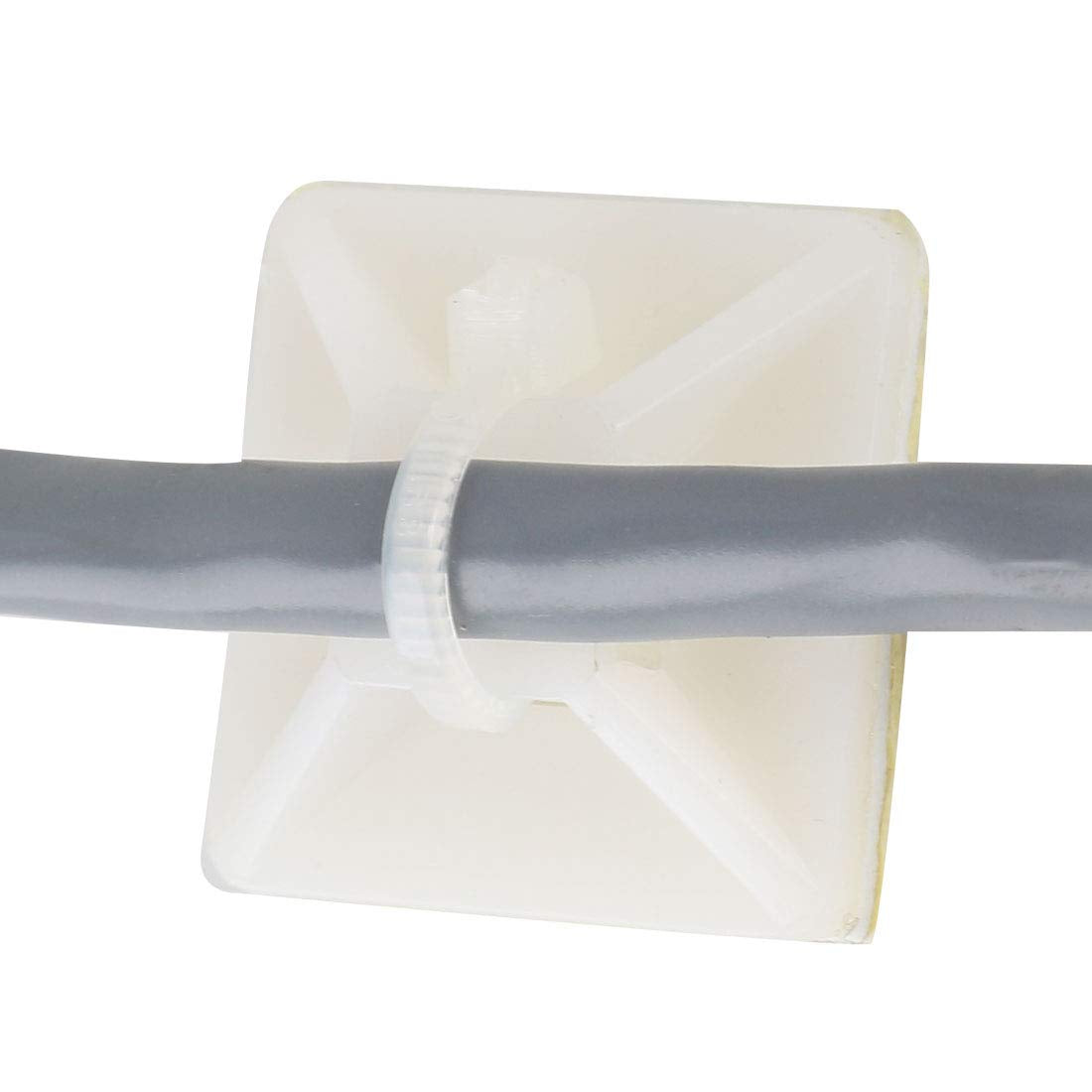 uxcell Plastic Adhesive Cable Zip Tie Mount Base 25mmx25mm Replacing Parts Self Adhesive Base 100 Pcs White