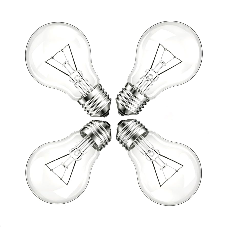 60 Watt Incandescent Light Bulbs, Glear A19 Light Bulbs, E26 Base, 4 PACK