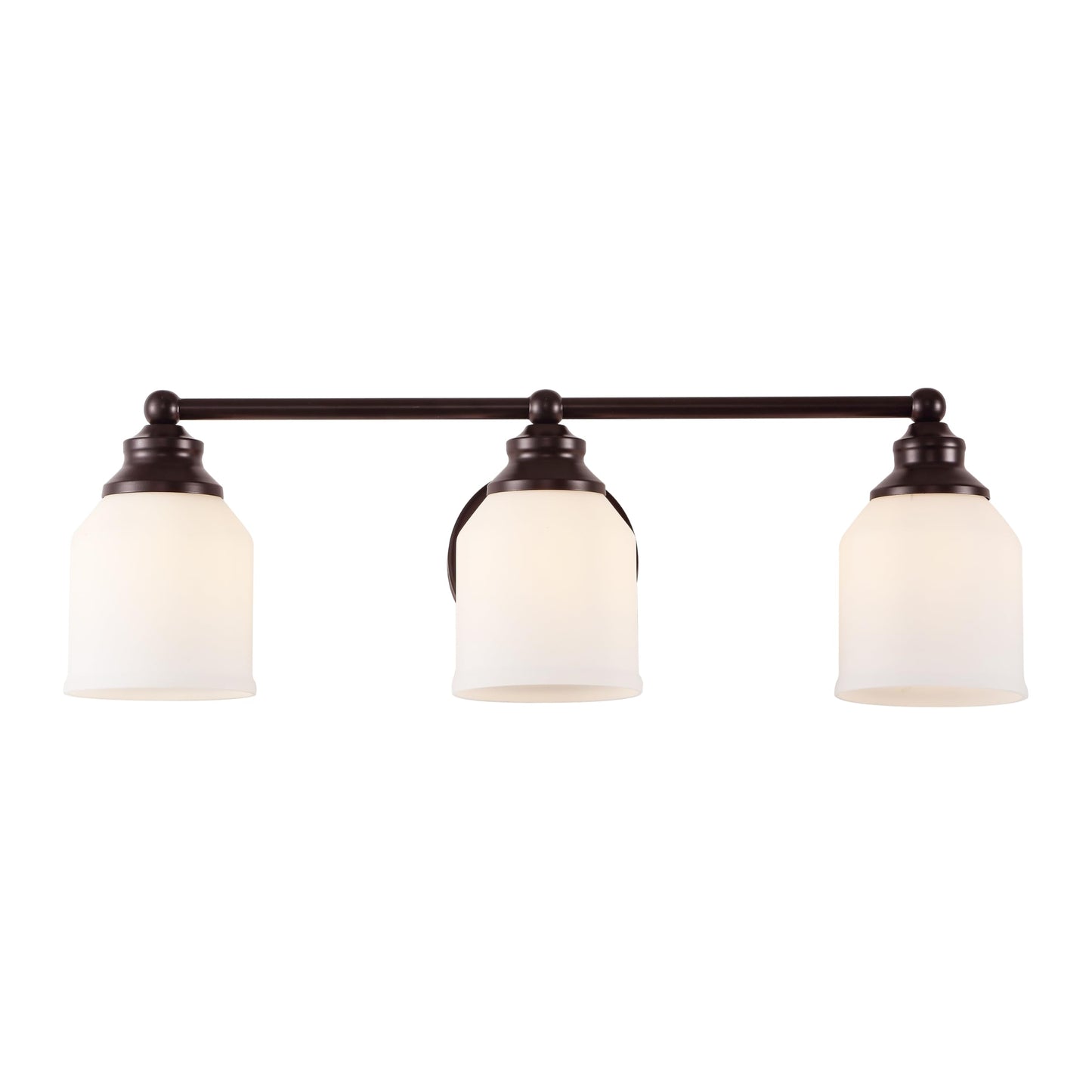 JONATHAN Y 24" Oil Rubbed Bronze/White Modern Farmhouse LED Vanity Light Wall Sconce Fixture, Frosted White Glass Shade, Dimmable Wall Lamp