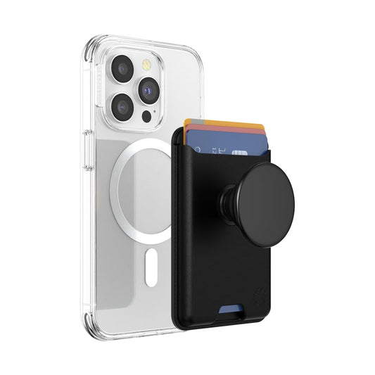 PopSockets Phone Wallet for MagSafe, Phone Card Holder with Grip - Black