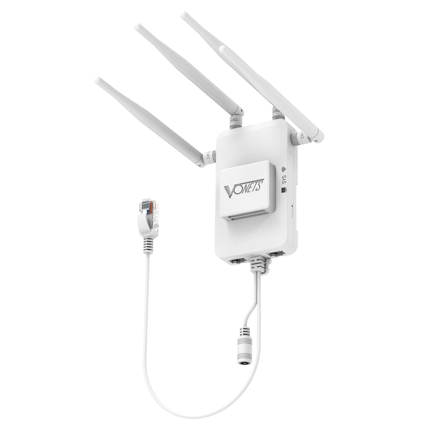 Vonets 1800Mbps WiFi to Ethernet Adapter 5.8GHz Wireless Bridge, 2-Port Gigabit PoE Compatible, WiFi Bridge for 4K Streaming/Gaming/Smart TV