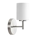 Progress Lighting Replay Collection 1-Light Etched White Glass Modern Bath Vanity Light Brushed Nickel, E26
