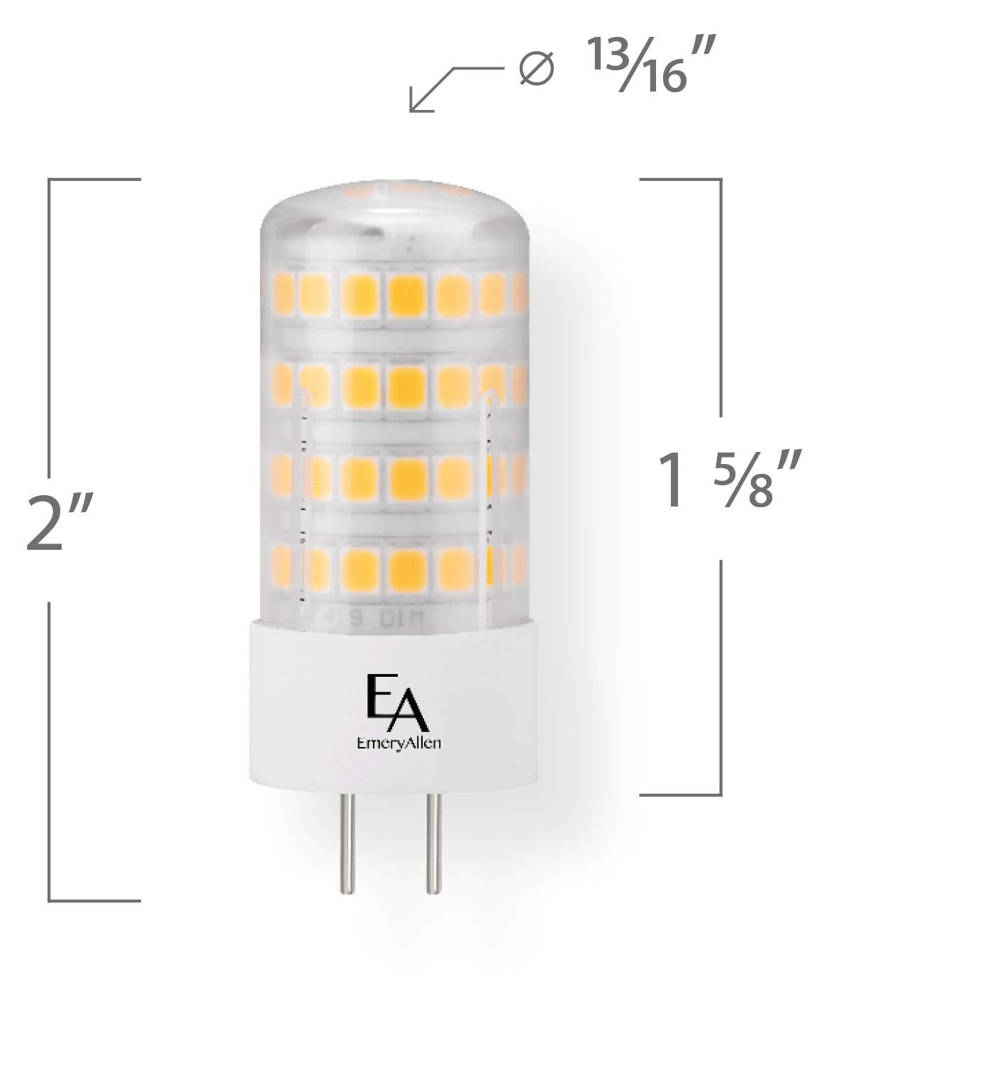 EmeryAllen GY6.35 LED Bulb 5.0W (60W Eq), 3000K, Dimmable, 12V