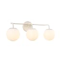 JONATHAN Y 25" Almond Modern Globe Wall Sconce Vanity Light for Bathroom, White Frosted Glass Shade, Midcentury Parisian Bistro Wall Lamp, LED Bulb
