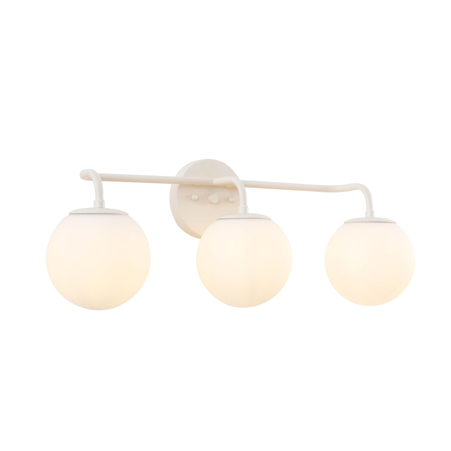 JONATHAN Y 25" Almond Modern Globe Wall Sconce Vanity Light for Bathroom, White Frosted Glass Shade, Midcentury Parisian Bistro Wall Lamp, LED Bulb
