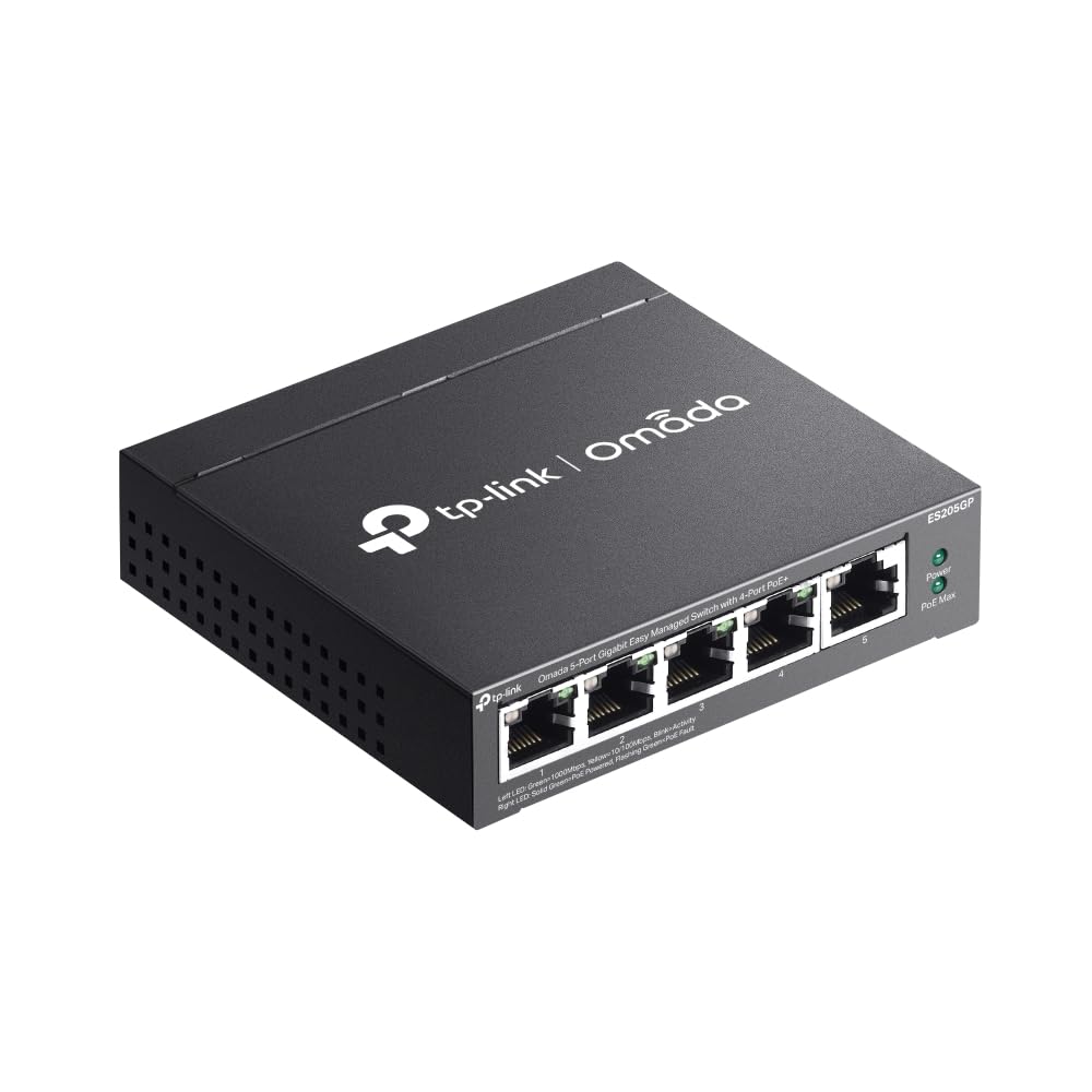 TP-Link Omada 5 Port Gigabit Easy Managed, PoE Switch, 65W Budget, PoE+ Compliant, Up to 250m PoE Distance, Auto Recovery, VLAN, Auto Loop Prevention