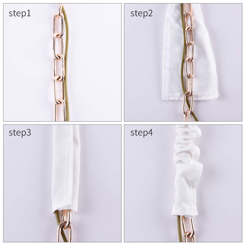 Chandelier Chain Cover Cord Cover 6 Feet Cotton Linen Effect Fabric Cream White Color