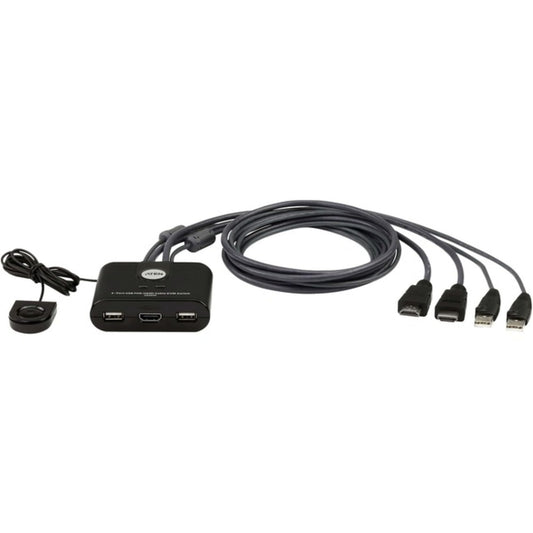2-Port USB Fhd Hdmi Cable Kvm with Remote Port Selector
