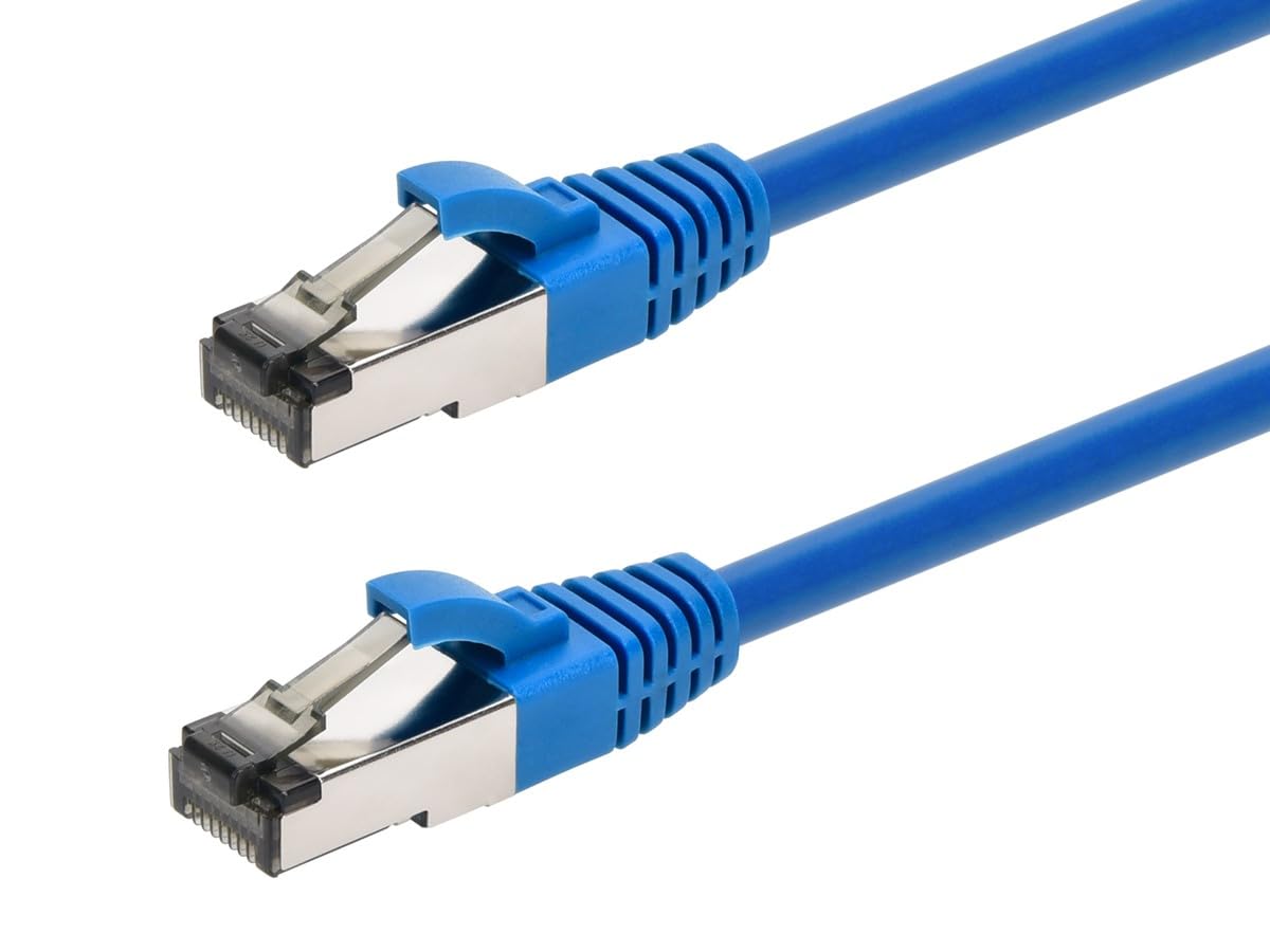 Monoprice Cat8 Patch Cable - 25 Feet - Blue | Double Shielded (S/FTP), 28AWG, 2GHz, 40G, Pure Bare Copper, Snagless RJ45, Ethernet Cable