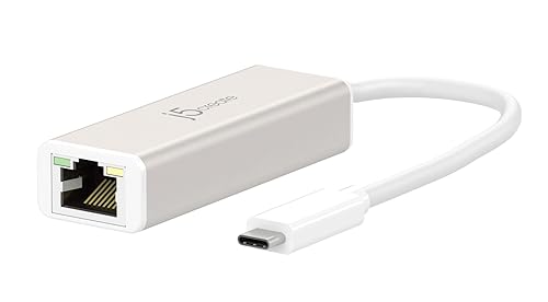 j5create USB-C to Gigabit Ethernet Adapter - Type C to RJ45 Network LAN Converter - Compatible with MacBook Pro/Air, iPad Pro, Surface Pro, Dell XPS