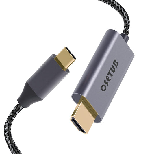 OseTub 4K USB C to HDMI Cable 10ft [Braided, High Speed] - Mirror iPhone 15 Pro/MacBook to TV for Movies, Work, Zoom - Compatible with MacBook