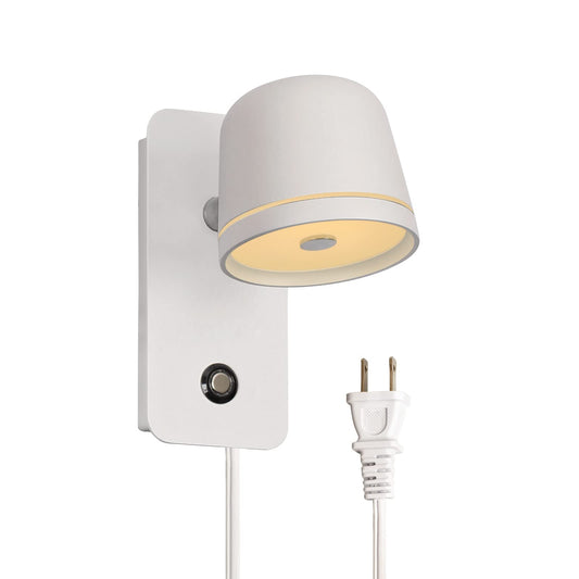 Aisilan LED Plug in Wall Sconce with Touch Dimmable Control Adjustable Wall Mounted Lamp Angle Anti-Glare Matte White Aluminum Bedside Reading Wall