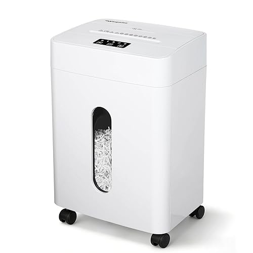 Low Noise 42dB Paper Shredder for Home, 15-Sheet Cross Cut, 30-min Runtime, CD/Credit Card Office Shredder, 6.6 Gallons Wastebasket, P-4 High