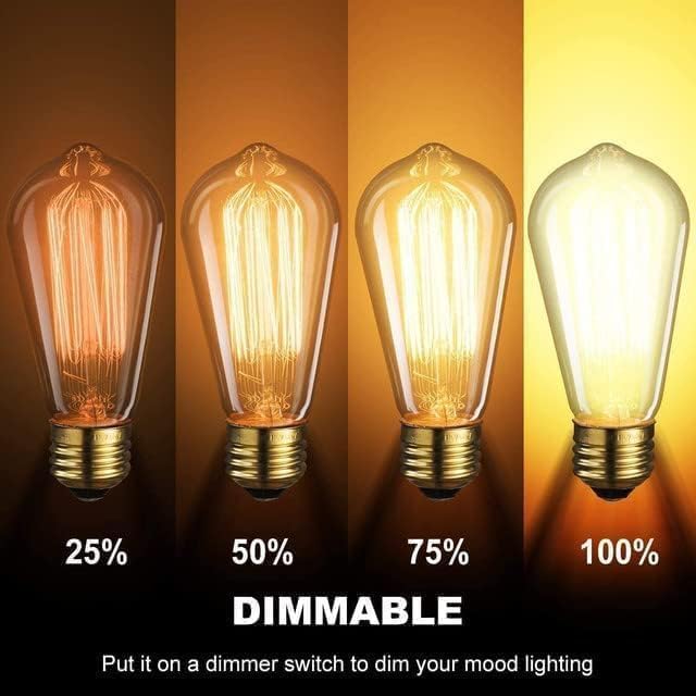 MERALUN E26 6 Pack 40W Edison Bulbs, ST64 Vintage Incandescent Light Bulbs,2200K Warm White(dimmable) Amber Glass Bulbs for Table Lamp Home Antique