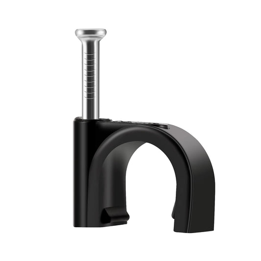 ERKXD Cable Clips Black with Steel Nails 10mm Wire Clips to Wall, Black Round Cable Nail Clips (0.39in/10mm)