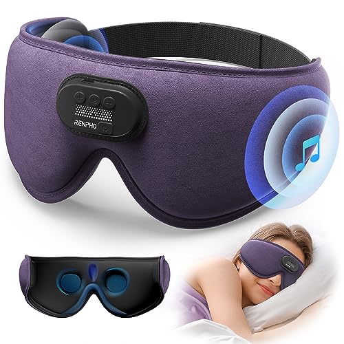 RENPHO Sleep Headphones 2025 New Ultra Soft Sleep Mask with 5.2 Bluetooth HD Headphones, 3D Blackout Wireless Headband, Eye Mask for Sleeping…