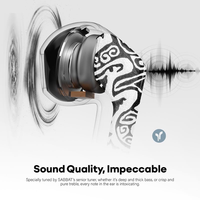 ICESOMNUS 2025 Newly True Wireless Sabbat M200 Bluetooth 5.4 Headphones Heavy Bass Noise Cancellation High Sound Quality Stereo Earbuds(Coat of Arms)