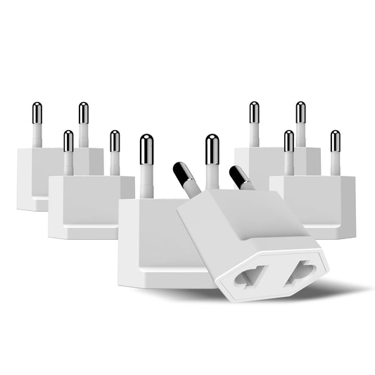 Ceptics European Travel Plug Adapter - Converts USA to EU, Asia and Italy Outlet - Type A to Type C converter - Use in Germany, Spain, & More - 6-Pack