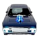 QFX Bluetooth 1968 Retro Muscle Car Replica Speaker, Dual 2-inch Speakers, Hands Free Link, Built-in Microphone, FM Radio and LED Party Lights, Blue