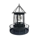 CALIDAKA LED Solar Powered Lighthouse 360 Degree Rotating Lighthouse Landscape IP65 Waterproof Durable Rotatable Outdoor Solar Light Lamp Hanging