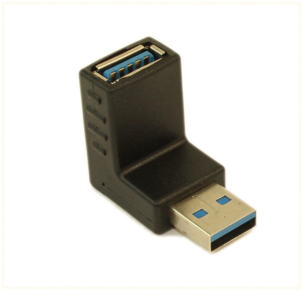 My Cable Mart USB 3.2 Gen 1 Downward Facing A Male to A Female Right Angle Adapter