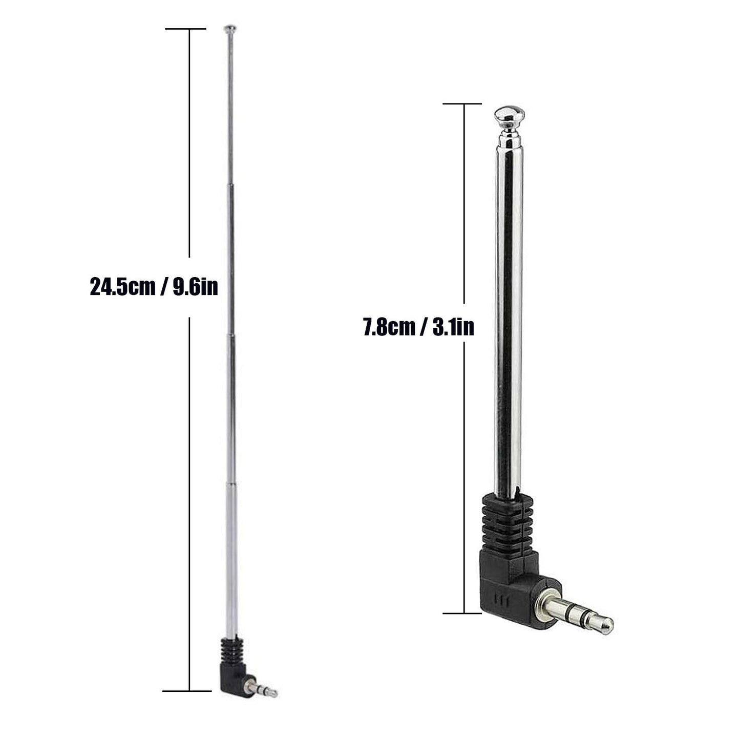 hrsyyl 5pcs Telescopic FM Antenna 3.5mm Male FM Radio Antenna Compatible with Portable Radio Indoor Stereo Receiver AV Audio Video Home Theater