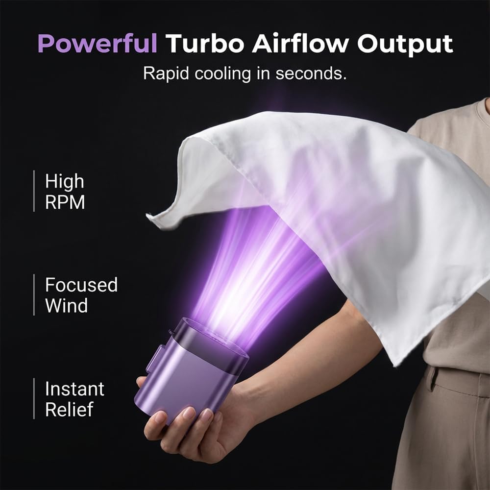 QLODFHG Clip On Personal Fan 3 Speeds Strong Airflow 8H Battery Hands Free Body Fan for Work Outdoor Travel Portable Waist Fan Rechargeable. (yellow)