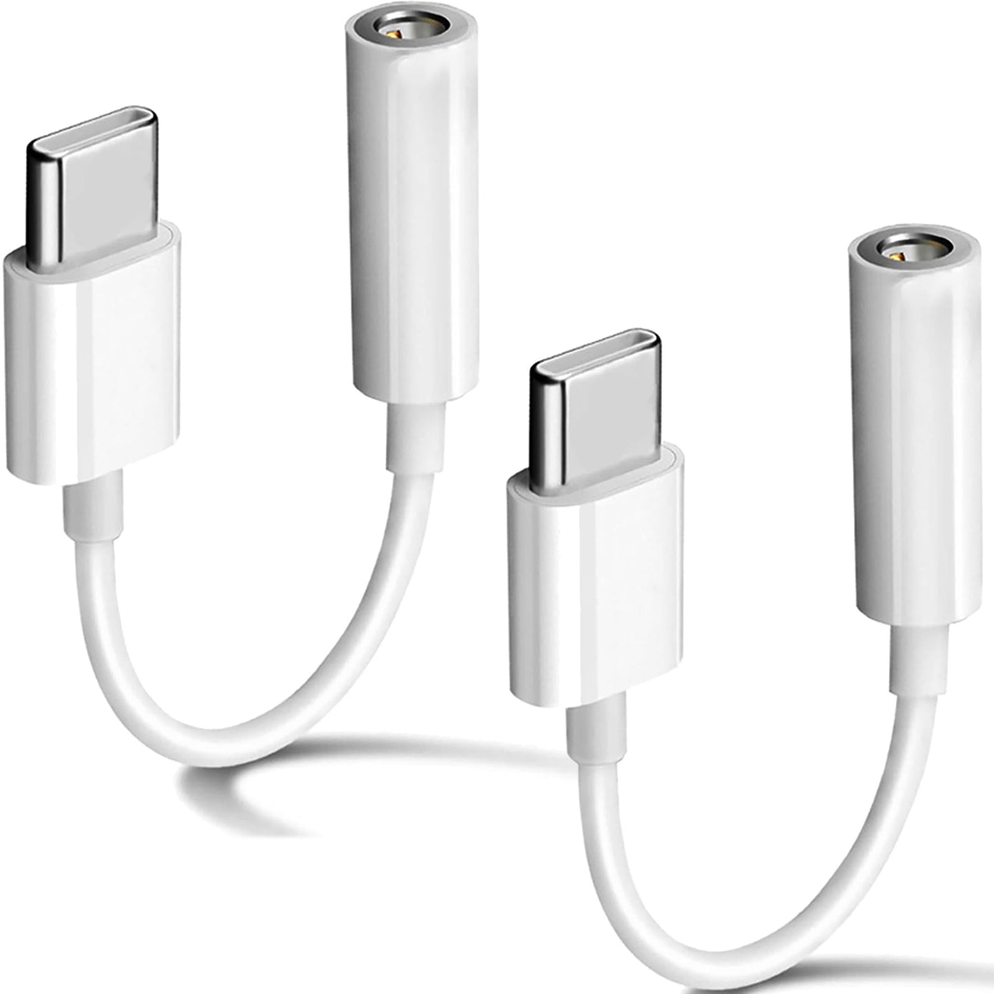 2 Pack USB C to 3.5mm Headphone Jack Adapter Type C Port Audio Aux Cable Dongle Compatible with iPhone 17/16/15/15 Plus/15 Pro/15 Pro Max/iPad/Pixel
