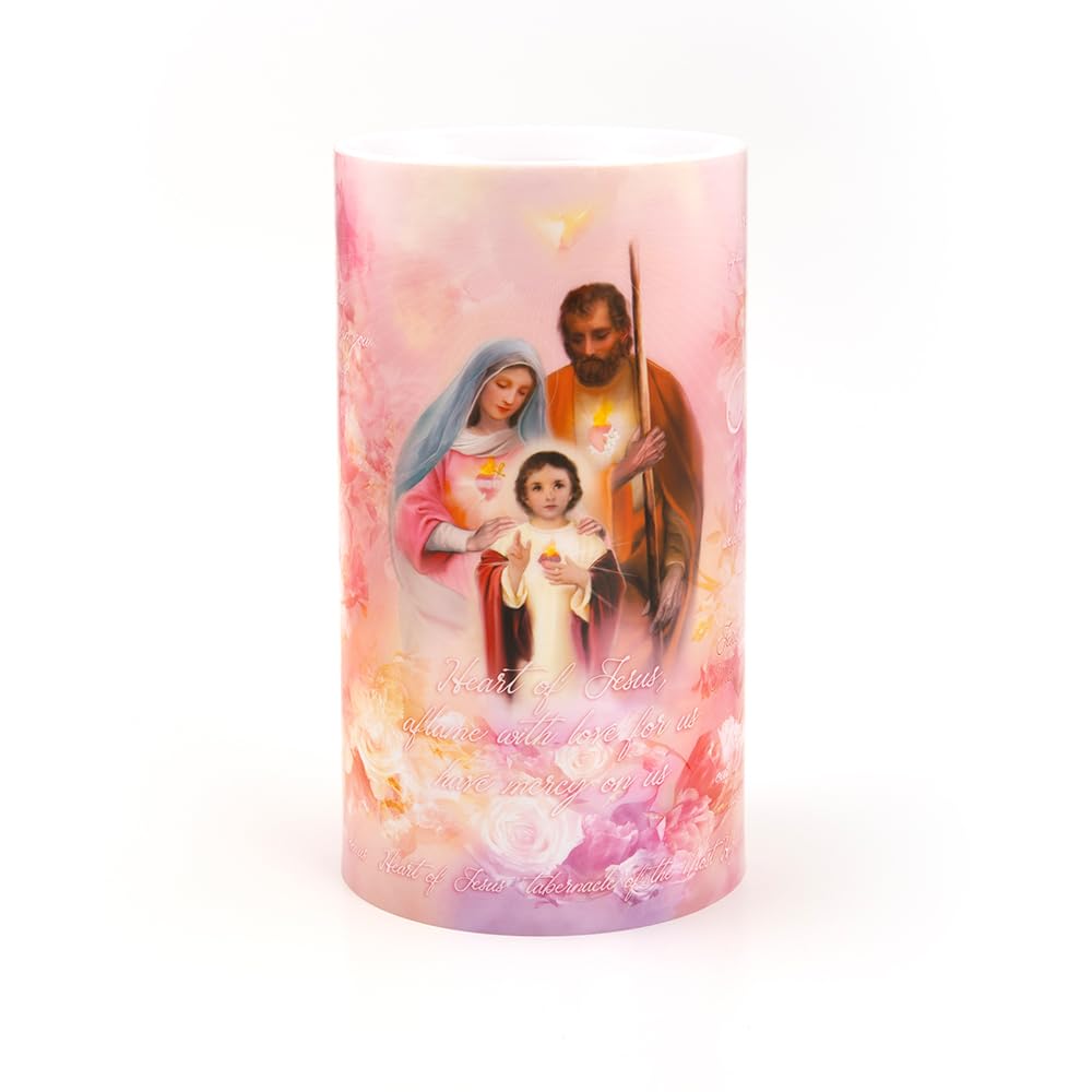 THE SAINTS COLLECTION 4x7 LED Prayer Candle Three Hearts Flameless with Timer
