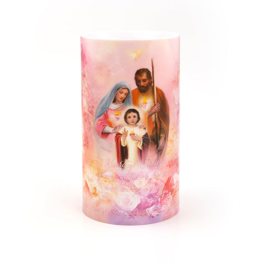 THE SAINTS COLLECTION 4x7 LED Prayer Candle Three Hearts Flameless with Timer