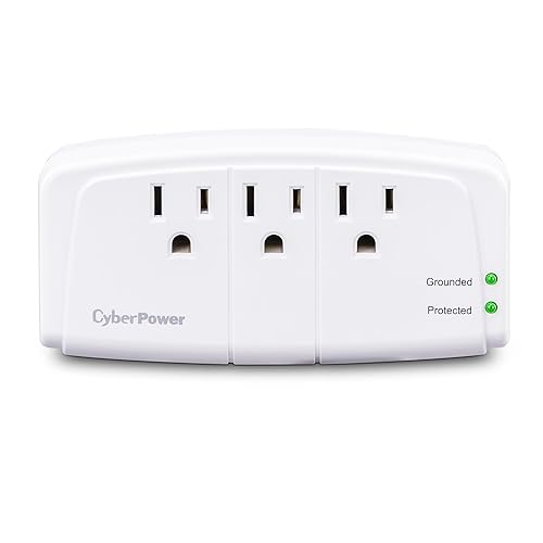 CyberPower CSB300W Essential Surge Protector, 900J/125V, 3 Outlets, Wall Tap