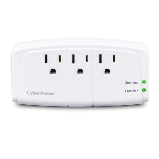 CyberPower CSB300W Essential Surge Protector, 900J/125V, 3 Outlets, Wall Tap
