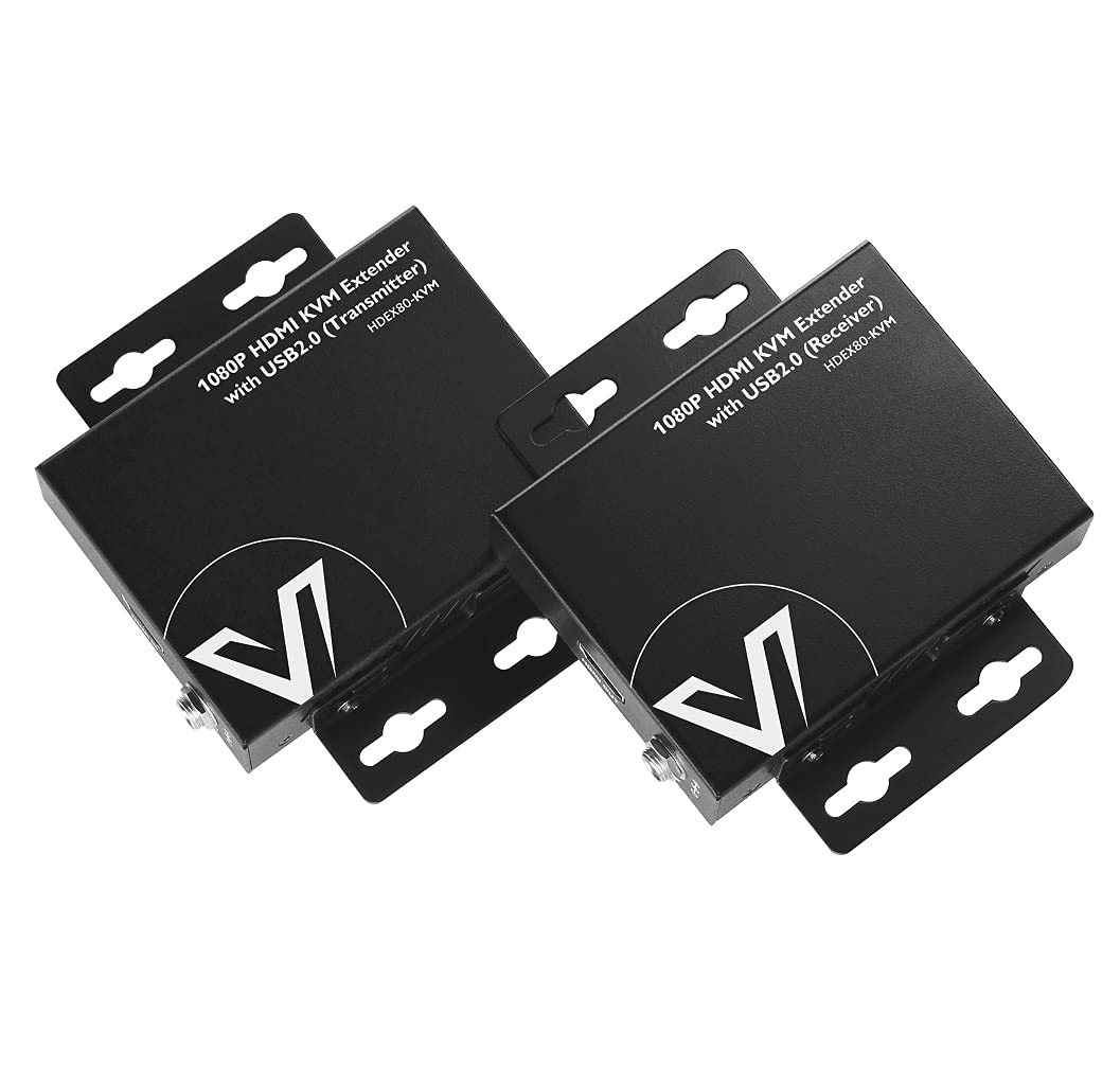 AV Access HDMI KVM USB Extender Over Cat5e/6/6a/7 260ft/80M, 2 USB 2.0 Ports, Zero-Latency, Plug and Play, PoE, No Driver, Supports All Operating