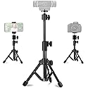 Webcam Tripod Stand Extendable Desktops Tripod for Camera/Phone/Webcam, Desk Tripods Webcam Mount Holder Compatible with Logitech Webcams C925e C922x