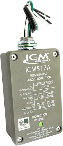 ICM517A Single Phase Surge Protective Device (SPD), NEMA Type 4X Enclosed Type 2, Surge Protection for HVAC, Motors, Appliances, Electronics