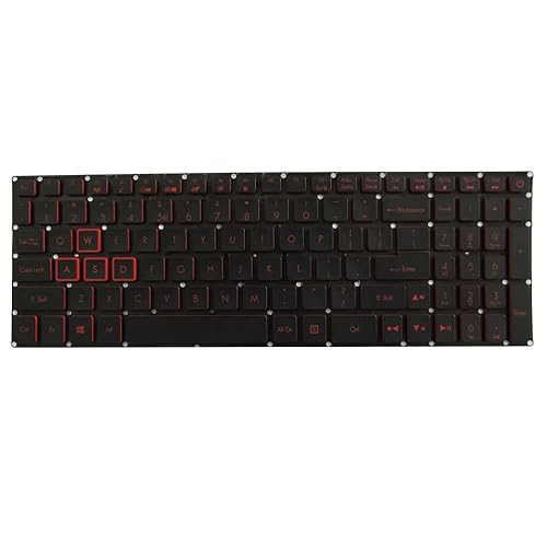 Abakoo New Keyboard Compatible with Acer Nitro 5 AN515 AN515-41 AN515-42 AN515-51 AN515-52 AN515-53 with Backlit Without Frame Red