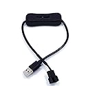OPSFALCON 2 Pack USB to 3-Pin / 4-Pin PWM 5V Sleeved Fan Power Adapter Cable with Switch, USB to 3 Pin / 4 Pin Case Fan Adapter Connector Cable
