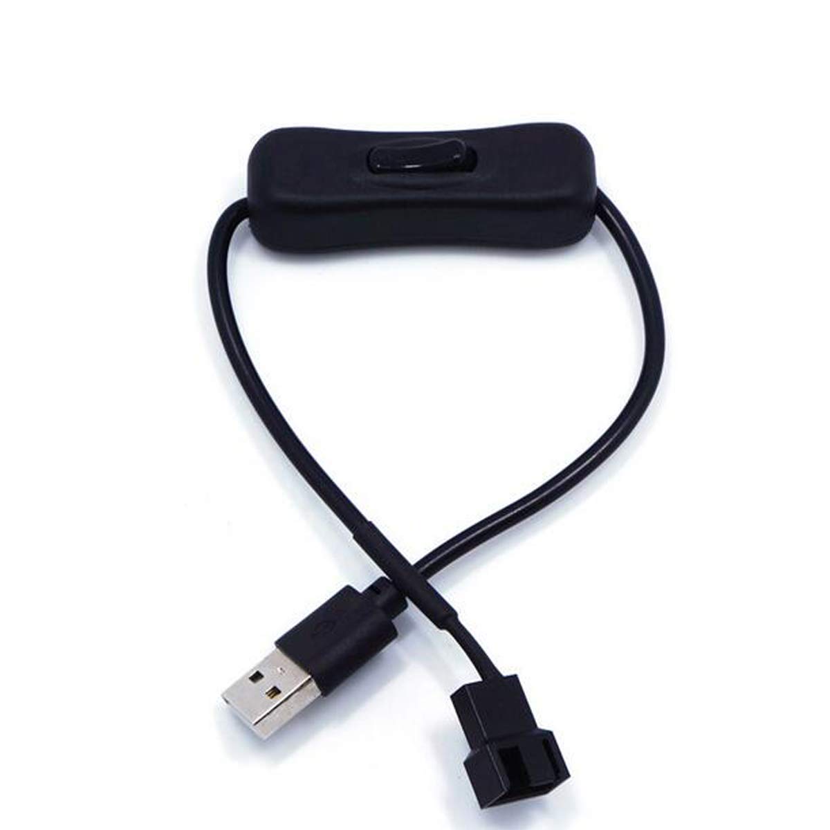 OPSFALCON 2 Pack USB to 3-Pin / 4-Pin PWM 5V Sleeved Fan Power Adapter Cable with Switch, USB to 3 Pin / 4 Pin Case Fan Adapter Connector Cable